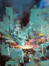 Shan Amrohvi, 36 x 48 inch, Acrylic on Canvas, Cityscape Painting, AC-SA-185